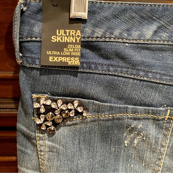 Express Embellished Zelda Low Rise Ultra Skinny Jeans | 4 - Picture 5 of 12